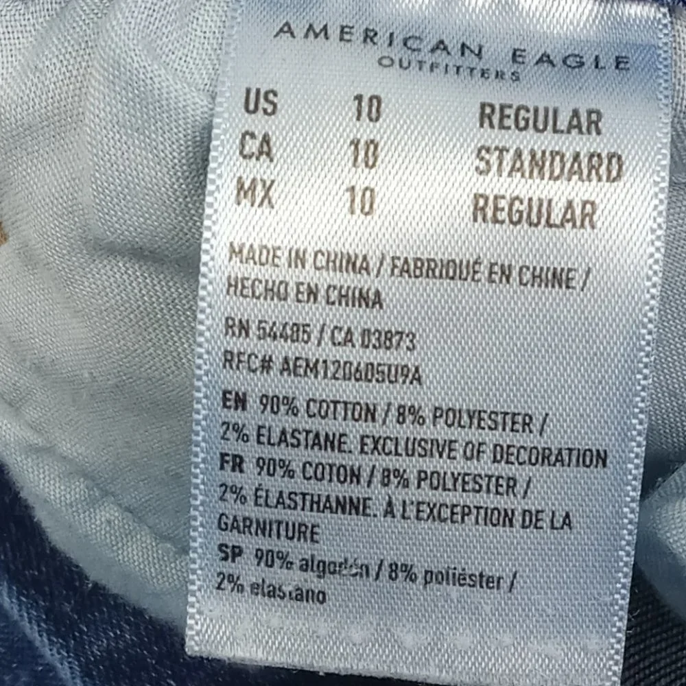 American Eagle Curvy Hi-Rise Jegging Torn Look Size 10 Petite - Picture 8 of 9